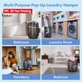 thumbnail image 4 of Instant Open Mesh Laundry Hamper, Collapsible Basket with Side Pocket, Foldable Dirty Clothes Hamper with Sturdy Reinforced Handles for Dorm Bedroom Travel Storage, 18.5×11.8×11.8in(G), 4 of 6