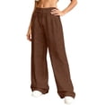 thumbnail image 2 of Women's Wide Leg Casual Lounge Pants Elastic Waist Drawstring Loose Trousers with Pockets, 2 of 5