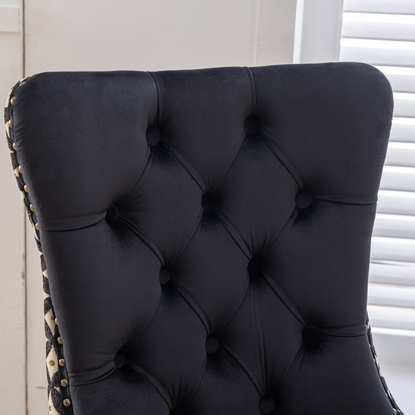 Velvet Tufted Dining Chairs Set of 6, Upholstered Accent Chairs with Solid Wood Frame for Kitchen & Dining Room
