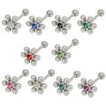 thumbnail image 1 of Barbell Tongue Ring Surgical Steel with Jeweled Flower Design, 1 of 1