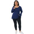 thumbnail image 3 of DARING DIVA Women's Plus Tops Crew Neck Bell High Low Hem Blouses 2X Dark Blue, 3 of 6