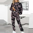 thumbnail image 2 of Elainilye Fashion Sweatsuits for Women Casual Print Long Sleeve Round Neck Sweatshirt Top and Pants Set Two Piece Outfits,Pink, 2 of 5