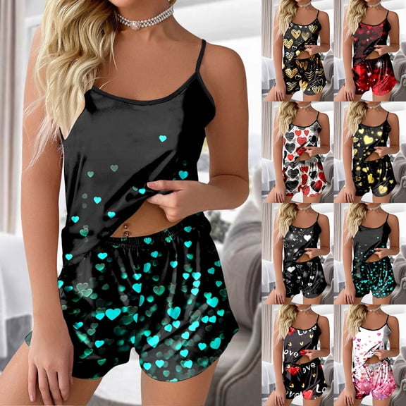 Valentine Pajamas Womens Heart Love Print Pajama Valentines Pjs Galentines Pj Sets Valentine's Day Pijamas Womens Pjs Sets Red S