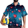 thumbnail image 4 of Valentine's Day Love ECG Men's Short Sleeve Casual Printed Button Down Beach Shirts - Summer Fashion Tops, 4 of 6