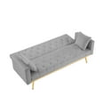 thumbnail image 4 of Grey Contemporary Convertible Folding Futon Sofa Bed, Sleeper Sofa Couch - Velvet Upholstery - Metal Legs - Compact Living Space - 1 Pack, 4 of 8