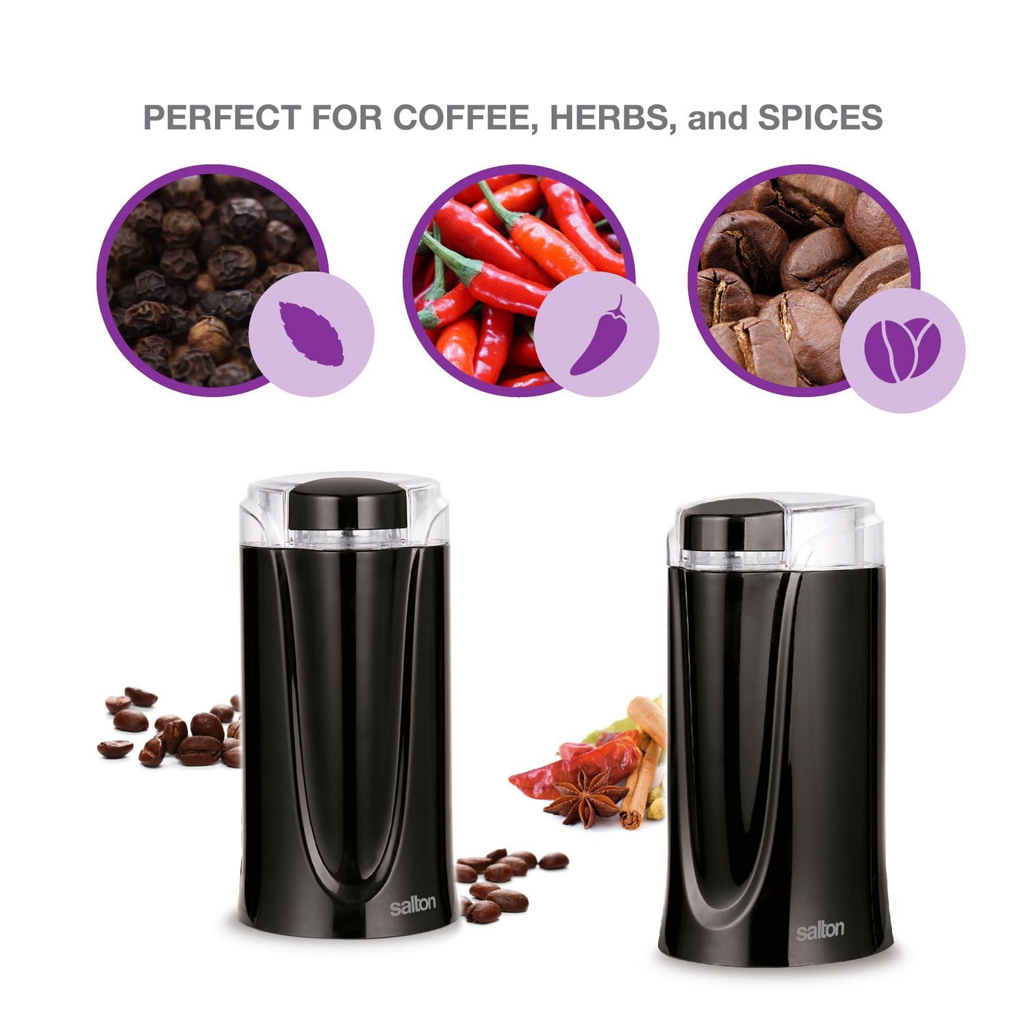 Salton Coffee, Spice & Herb Electric Grinder - Black, CG1990BK