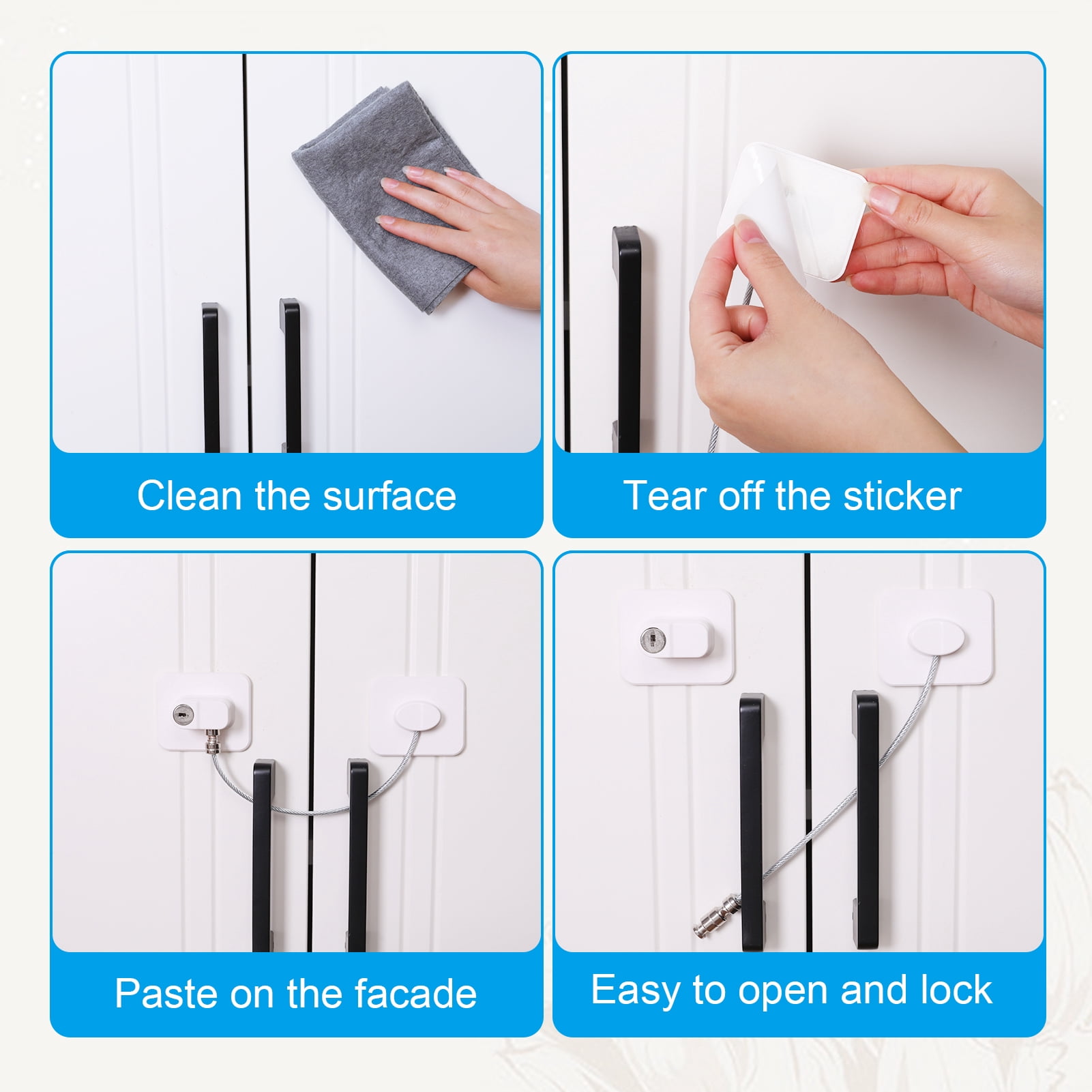 Topekada 5 Pack Refrigerator Door Lock With Keys, Freezer Lock Cabinets Lock for Toddler, Child, Adult, Multi Purpose Baby Kid Safety Deep Freezer Fridge Lock With A Key(White)