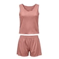 thumbnail image 4 of iHPH7 Womens Sleeveless Pajamas Set Casual Sleepwear Soft Pj Sets Tank Top and Shorts 2 Piece Loungewear for Summer Pink S, 4 of 4