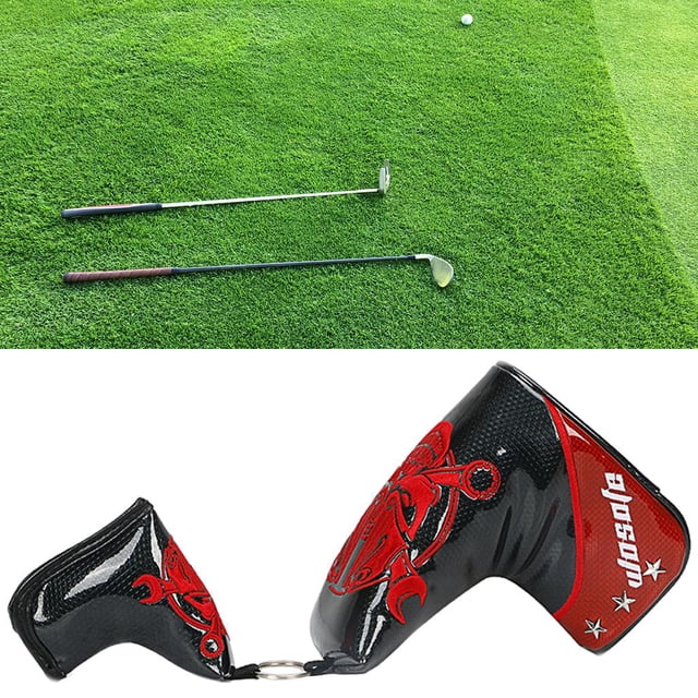 PU Golf Blade Putter Head Cover Protección contra el desgaste Protección impermeable protección antideslizante Regalos para golfistas Fácil rojo Baoblaze Cubiertas de cabeza de putter de golf