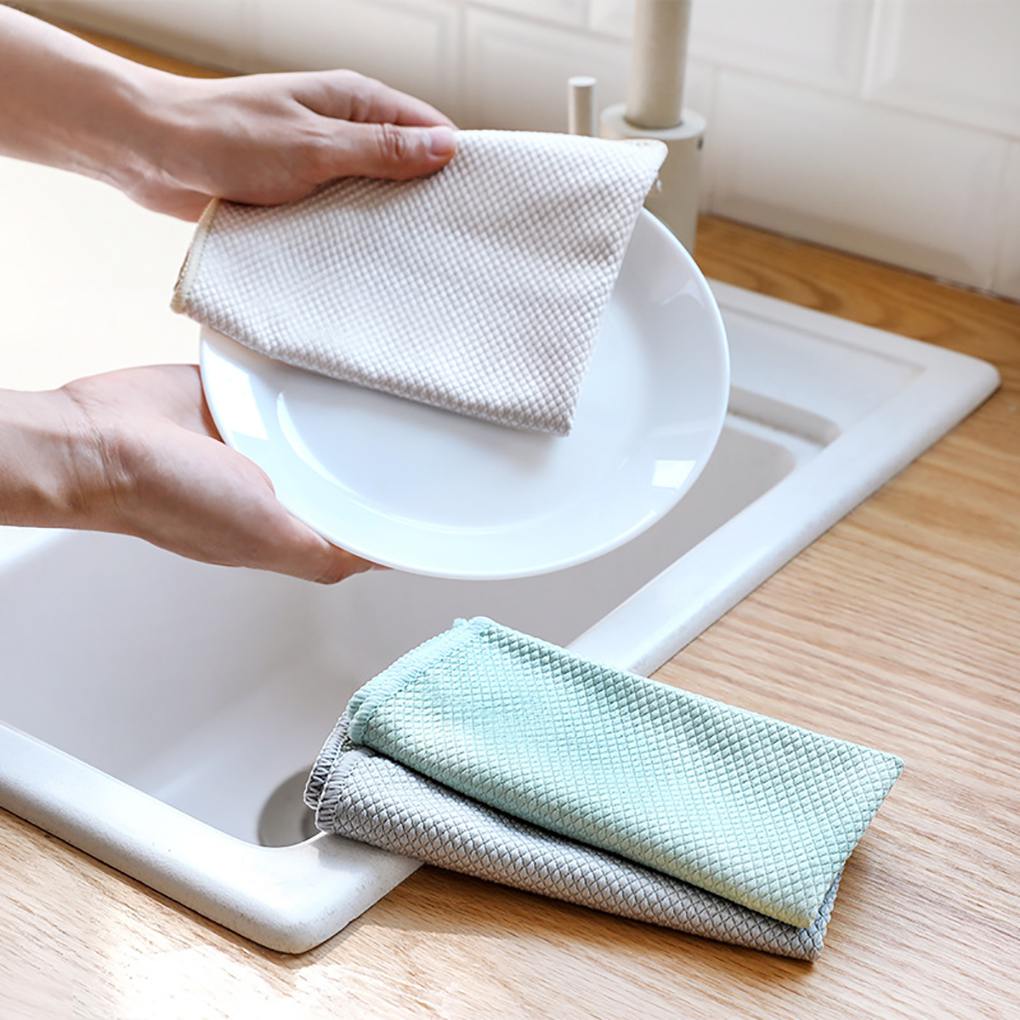 TureClos 3pcs Anti-Greasy Dish Cloth Fiber Washing Bowl Towel Kitchen ...
