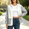 thumbnail image 3 of Waterproof Zip Up Rain Jackets for Women Plus Size Hooded Solid Long Sleeved Zipper Jacket Top Blouse Casual Pocket Coat, 3 of 6