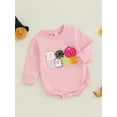 thumbnail image 3 of Suealasg Newborn Girls Rompers Baby Girls Halloween Clothes 1 3 6 12 Months Infant Girls Long Sleeve Pumpkin Ghost Print Bubble Romper Bodysuit, 3 of 7