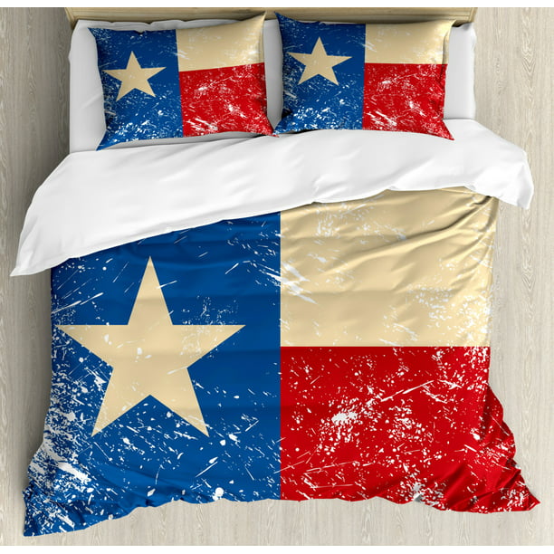 Texas Star Duvet Cover Set Grunge Flag Illustration With Lone