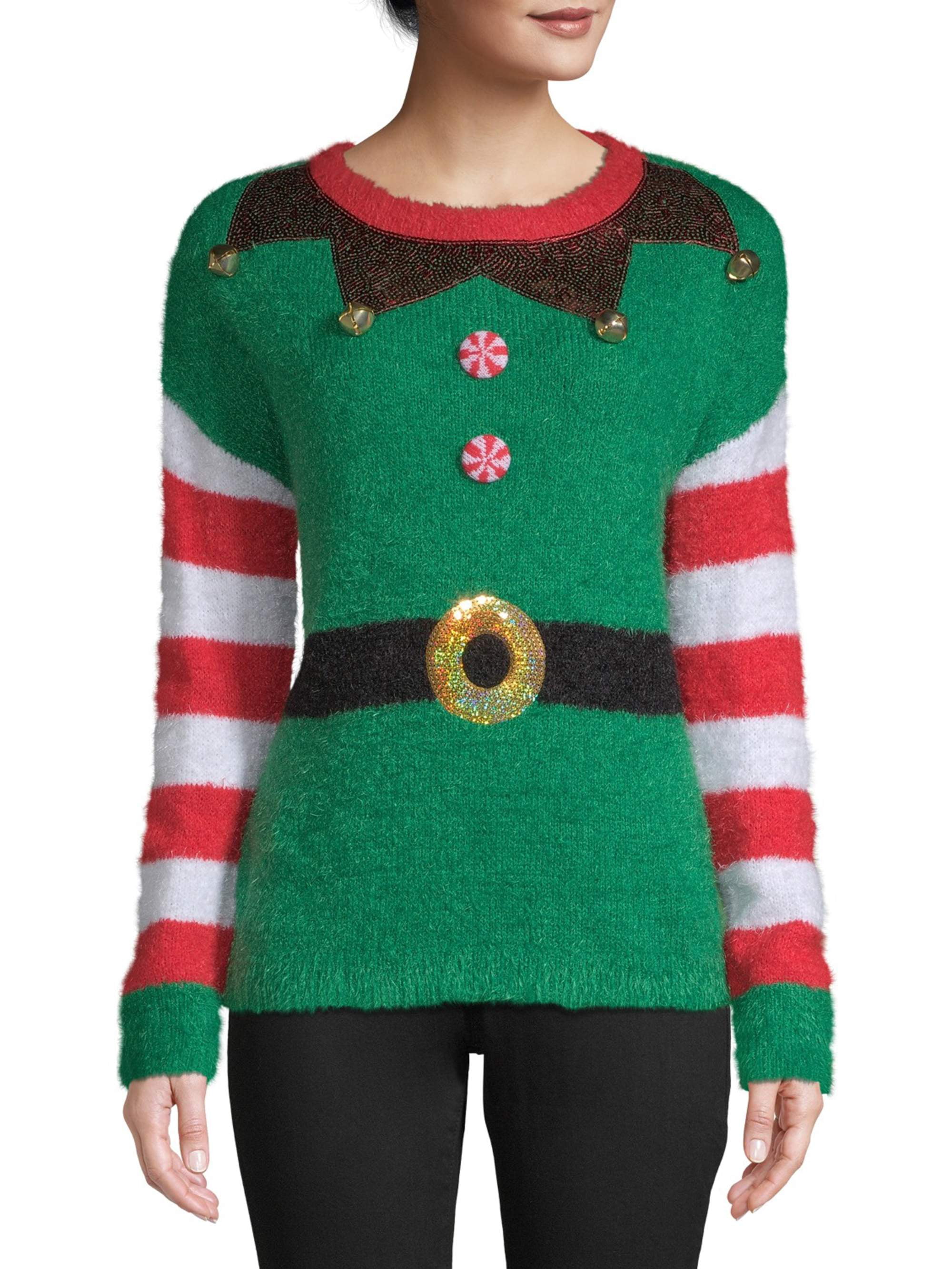 Childs Ugly Christmas Party Sweater Green & Red Elf Sweater 