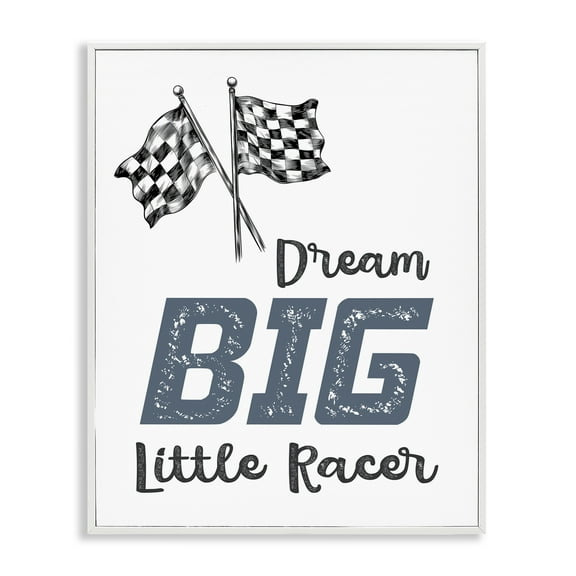 Stupell Industries Dream Big Little Racer White Framed Giclee Art, design by Christine Simpson Art
