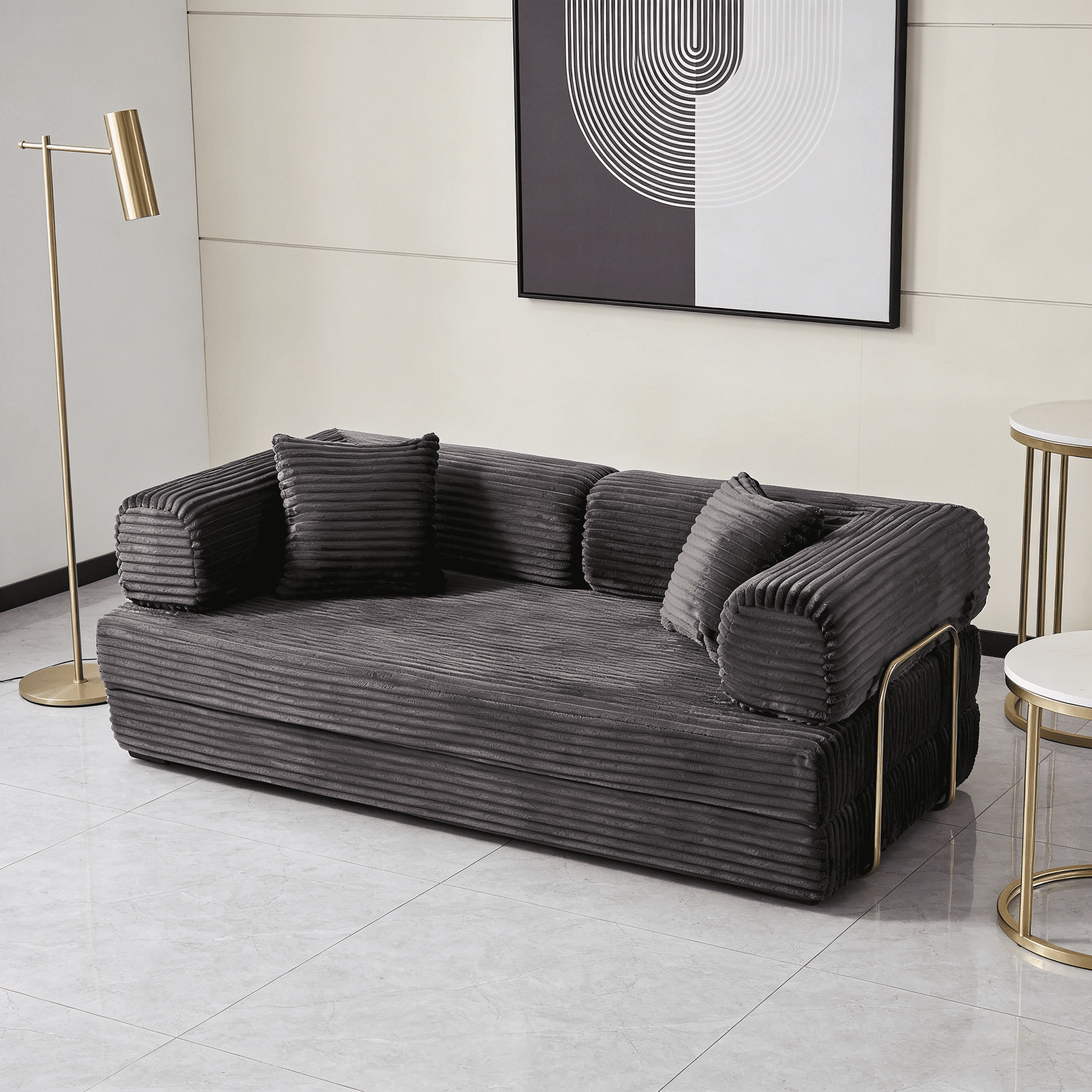 BSHTI 4-in-1 Modular Convertible Sofa Bed – No Assembly Required, Vacuum Compressed, High-Density Foam, Corduroy Fabric, Foldable Floor Couch, Space Saver, for Apartment Dorm Office