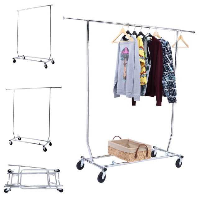 Costway Portant à Vêtements de Qualité Commerciale Robuste Pliable Chromé