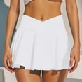 thumbnail image 4 of MIXUE Skirts For Women Summer Solid Color Pockets Yoga Fitness Casual Mini Tennis Skirt Workwear,White,M, 4 of 9