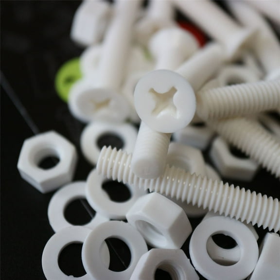 20 x White Countersunk Screws Polypropylene (PP) Plastic Nuts and Bolts, Washers, M6 x 40mm, Anti-Corrosion, Chemical Resistant, (15/64 x 1 37/64 in)
