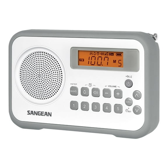 Sangean PR-D18GR AM/FM/Portable Digital Radio with Protective Bumper (White/Gray)