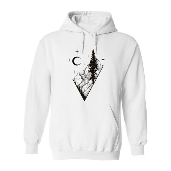 Halftone Mountains Landscape Hoodie Men -Image by Shutterstock, Male x-Large