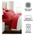 thumbnail image 6 of KriKac Extra Deep Pocket Sheets Set, 4-Piece Ultra-Soft Microfiber Bed Sheets with 21" Deep Fitted Sheet , Oversize Flat Sheet, 2 Pillowcases, Chili Pepper Red, 6 of 9
