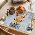 thumbnail image 3 of Happy Easter Placemats Set of 1, Watercolor Yellow Rabbits Spring Floral Leaf Gradient Blue Non-Slip Place Mats Washable Table Mats for Kitchen Dining Table Decorations Indoor/Outdoor, 3 of 9