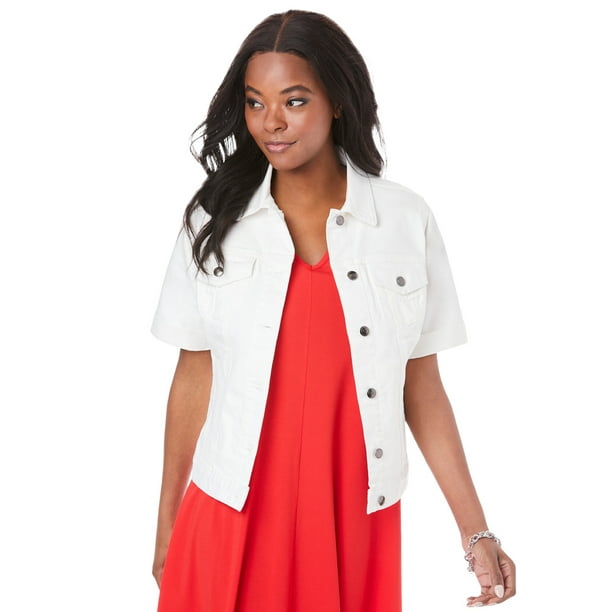 Hinder Praktisch Secretaris Roaman's Women's Plus Size Short-Sleeve Denim Jacket Jacket - Walmart.com