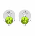 thumbnail image 2 of Dazzlingrock Collection 3mm Round Peridot & White Diamond Pushback 2 Stone Stud Earrings for Women (0.05 ctw, Color I-J, Clarity I2-I3) in 10K White Gold, 2 of 4