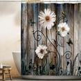 thumbnail image 2 of Rustic Shower Curtain Set Grey Floral Fabric Bath Curtain 12 Hooks Butterfly Daisy American Country Farm Style 72×72 Inches, 2 of 6
