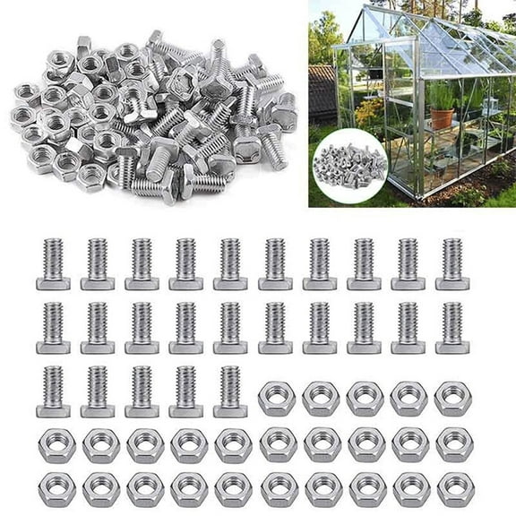 Fankenuo Greenhouse Bolts and Nuts Sets Aluminium for Greenhouse Repairing and Fixing 50 Sets
