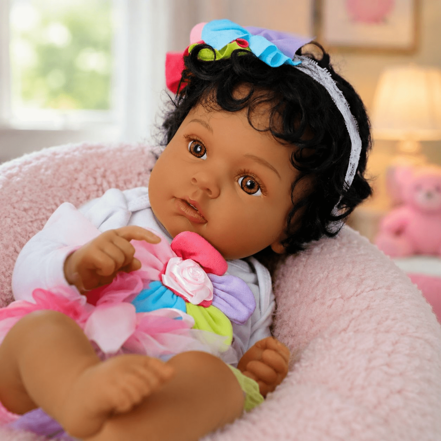 Realistic Reborn Baby Doll - 20 Inch Real Life Black Doll Girl, Lifelike African American Baby with Full Body Vinyl, Weighted Newborn Brown Hispanic Dolls for Ages 3 4 5 6 + Gift