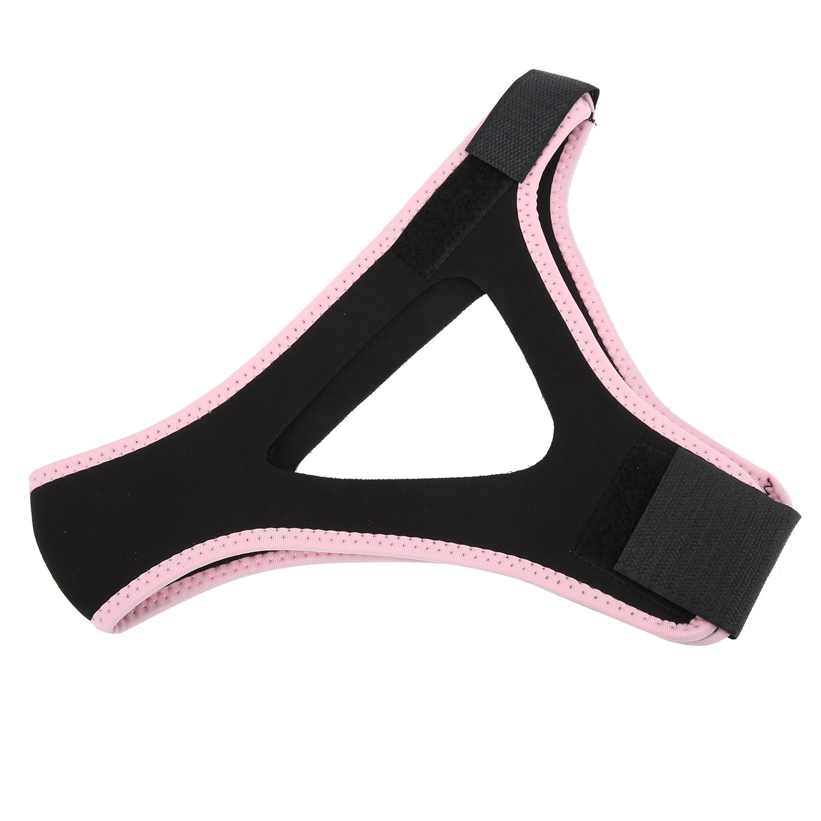 Xirurus Anti-Snoring Chin Strap Adjustable Breathable Stop Snoring Jaw Support Belt for Sleep Apnea Relief, Neoprene Facial Supporter for Men and Women (Black with Pink Edge, 10.24 inches / 26 cm)