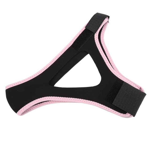 Stop Snoring Chin Strap, Adjustable Elastic Jaw Support Belt Universal for Sleep Aid Solution Black with Pink Edge