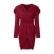 thumbnail image 4 of Vestido de fiesta de otoño e invierno para mujer, Sexy, con escote en V, liso, adelgazante, de manga larga, con pliegue en la espalda y nalgas Fridja  NMB3331, 4 of 8
