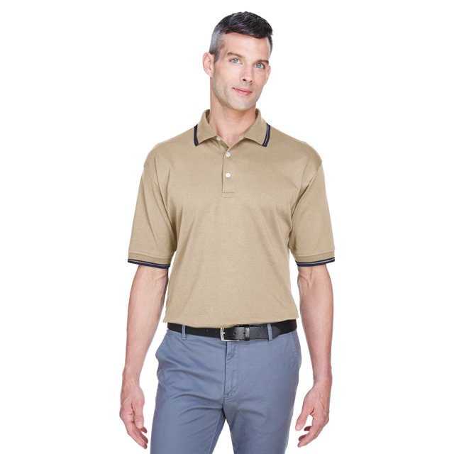 Polo de hombre Tipped Perfect Pima Interlock STONE/ NAVY 2XL Devon & Jones D140
