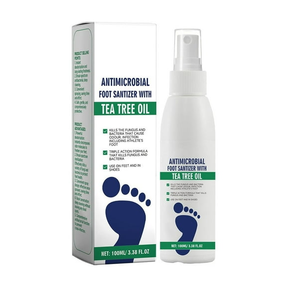 Antimicrobial  Foot Sanitizer Spray with Tea Tree Oil, Fights Against Fungus & Foot Odor Control, Tea Tree Oil Feet Spray, Clear Foot Sanitizer Spray 100 ml/3.5 oz