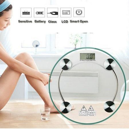 Body Weight Scale - UBesGoo 180kg Digital Glass Weight Body Scale Health Scale small Circle Shape