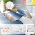 thumbnail image 2 of 3 Piece Navy Blue Beige Ombre Cream Duvet Cover Set Queen Size,Microfiber Comforter/Quilt Cover with Corner Ties and 2 Pillowcases,Modern Abstract Art Aesthetics Soft Bedding with Zipper Closure, 2 of 8