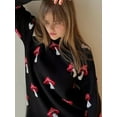 thumbnail image 4 of Mushroom Sweater Women Crewneck Long Sleeve Knit Sweater Loose Cute Graphic Pullover Sweater Black L, 4 of 8
