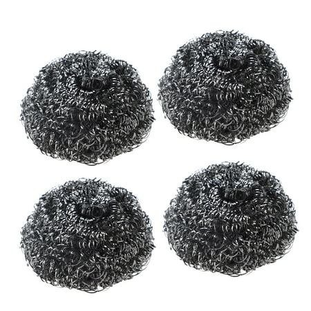 Unique Bargains 4 Pcs Stainless Steel Scrubbing Scouring Cleaning Pad 2.4