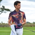 thumbnail image 2 of Kdxio Astronaut Dolphin Print Men's Short Sleeve Polo Shirt,Midweight Men's Shirt, 2 of 5