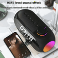 thumbnail image 3 of Mini receptor de radio FM portátil, altavoz con sonido de alta fidelidad RGB y Bluetooth con reloj, despertador dual, compatible con manos libres -A, 3 of 8
