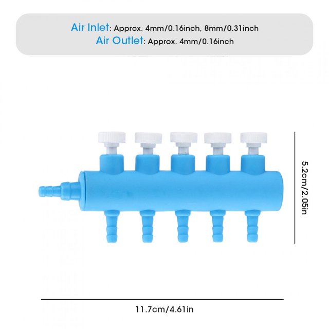 Fish Splitter, adjustable air volume Durable Oxygen Pipe Distributor, for Aquarium Fish 5 Way