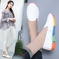 thumbnail image 2 of KIJBLAE Women's Leather Loafers Breathable Shoes Soft Slip-On Flat Rainbow Sole Comfort Walking Shoes White 38, 2 of 6