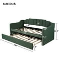 thumbnail image 6 of Twin Upholstered Daybed with Trundle, Sofa Bed Wood Bed Frame with Swooping Arms, No Box Spring Needed (Green), 6 of 10
