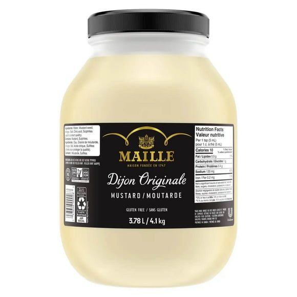 Maille Dijon Originale Mustard, Bulk Food Service Jar 3.78L / 4.18kg – Classic French Mustard