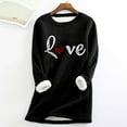 thumbnail image 2 of zaveiop Womens Love Print Sherpa Lined Sweatshirt Warm Winter Crewneck Long Sleeve Thick Fleece Pullover Loose Casual Thermal Tunic Tops (Z3-Black, L), 2 of 4