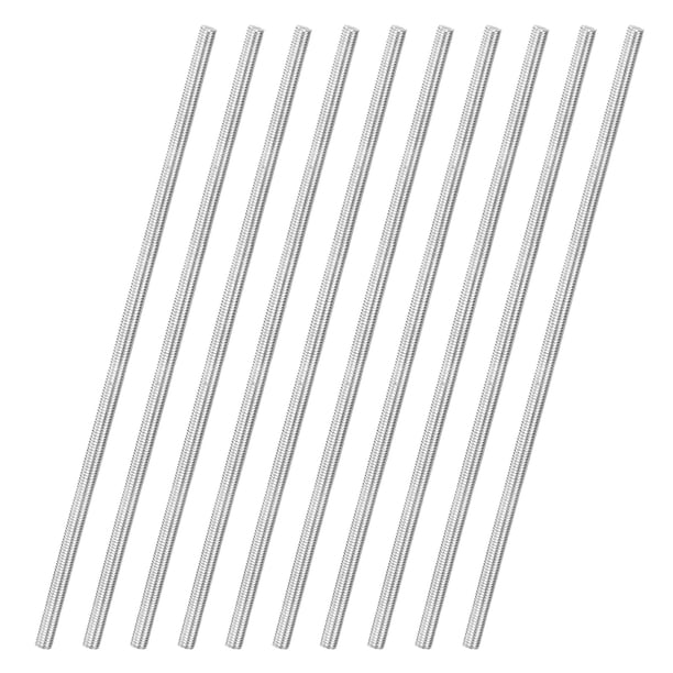 Uxcell Paquete de 10 Varillas Roscadas Completamente, M4x150mm Barra de Rosca Derecha de Acero Inoxidable 304