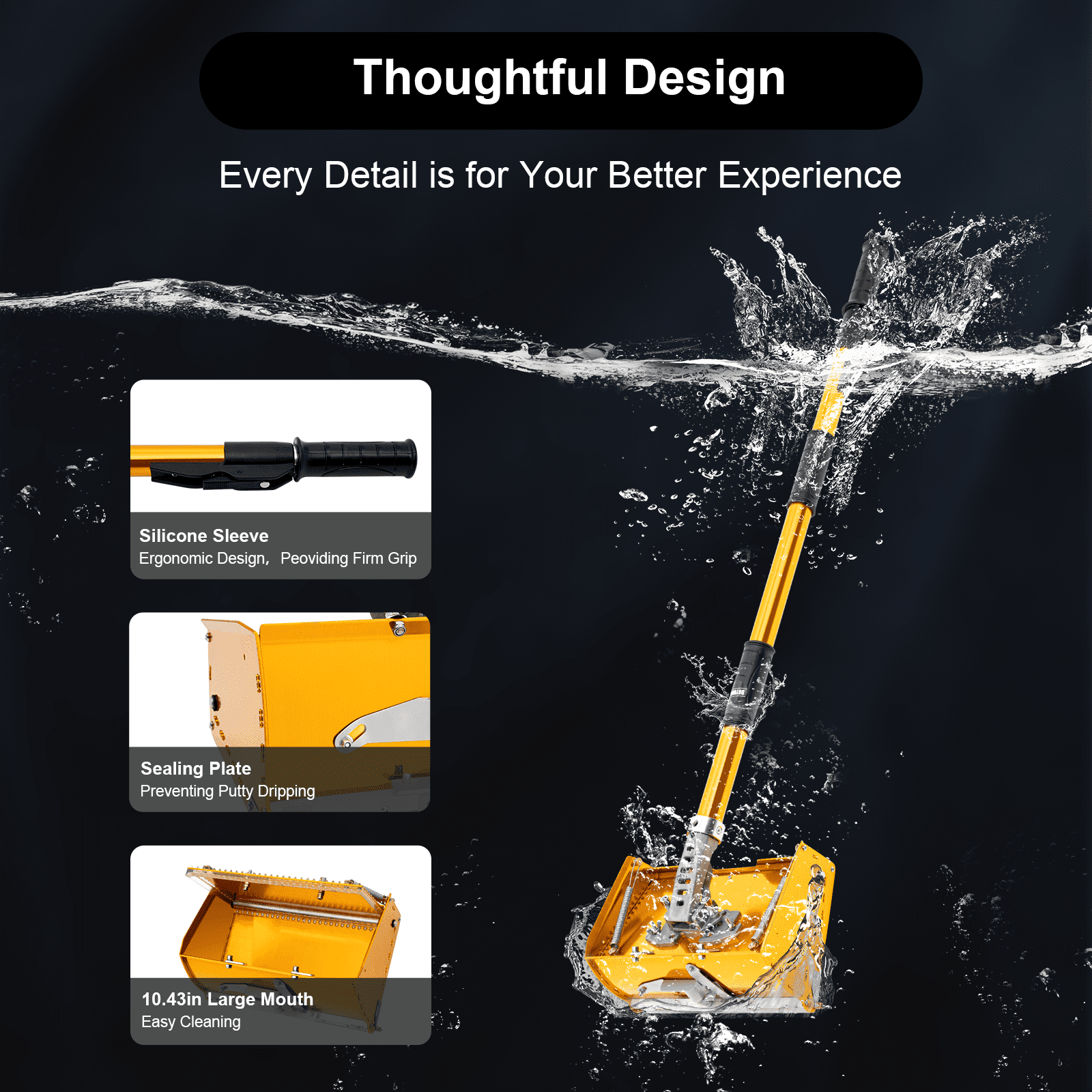 Drywall Taping Tools 9.8" Flat Finish Box Set w/ 40''-64'' Extendable Handle 120° Adjustable Wallboard Drywall Box w/40''-64'' Telescopic Box Handle Drywall Cutter Tool